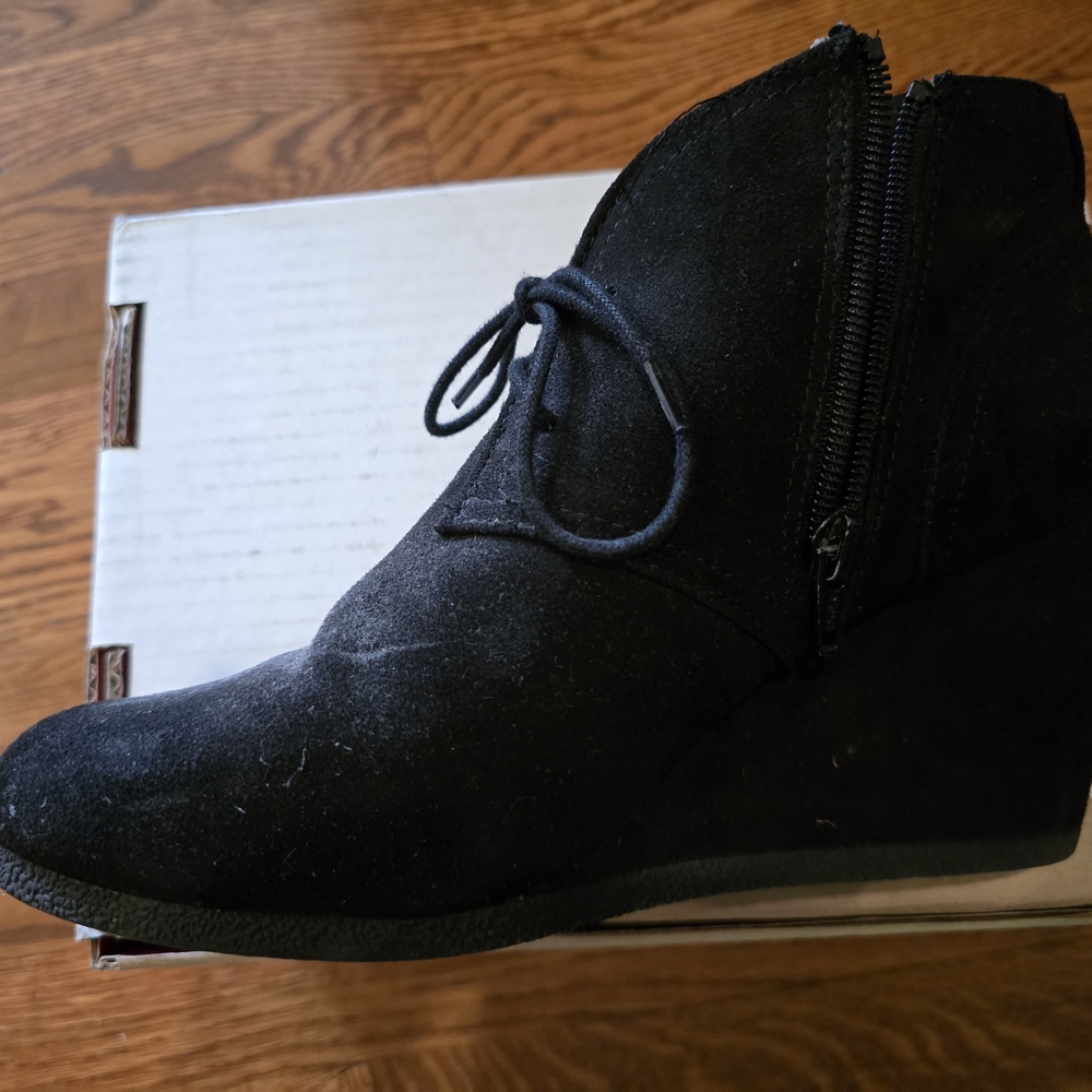 Black Suede Wedge Ankle Boots